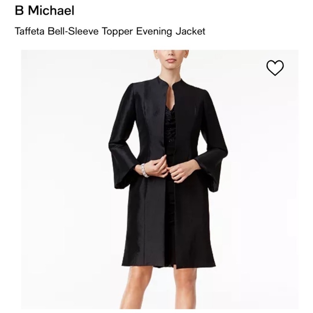 Black Topper Evening Jacket NWT b Michael America Red Collection Elegant Taffeta